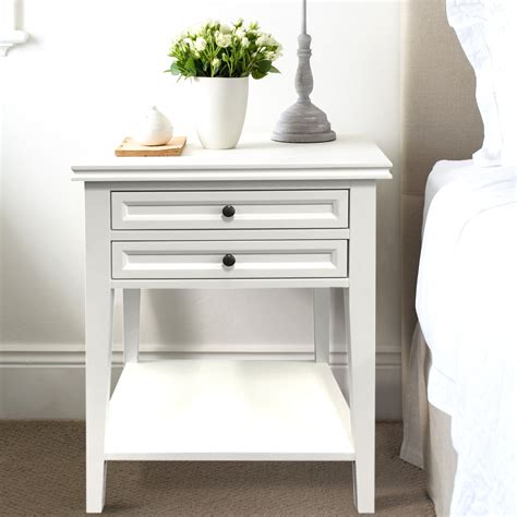 White Bedside Table 2 Drawers White Bedside Table Hamptons Style