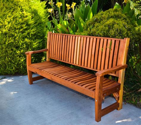 Timber bench seat with lift up seat #timber_bench_seat. Wood Bench with Wave Design Seat Slats | Forever Redwood