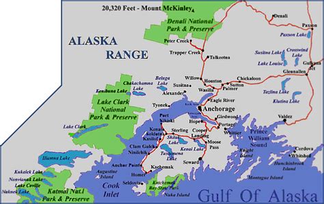 The Southcentral Region Of Alaska Alaskaweb
