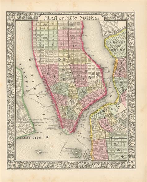 Mitchells 1865 Map Of New York City Art Source International