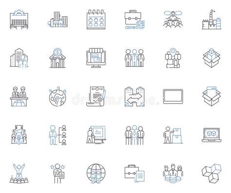 Corporate Blueprint Line Icons Collection Strategy Planning Vision