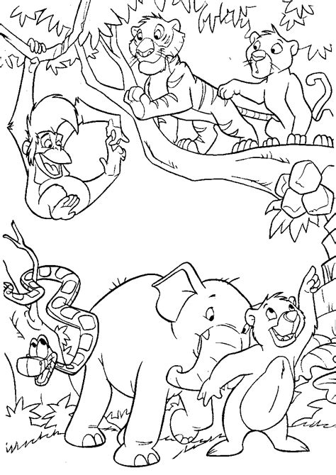 Kolorowanka Księga dżungli zwierzęta do druku i online