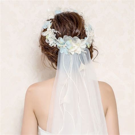 Newest Flower Crown Veil Flower Headbands Tiaras Veil Wedding Hair