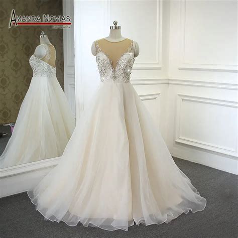 2019 real amanda novias sexy beaded top a line wedding dress vestido de noiva in wedding dresses