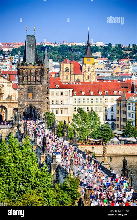 Prague Czech Republic Scenic Summer Aerial View Of The Old Town Pier