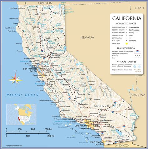 Mapa De California Con Condados Y Ciudades Pdf Gratuito