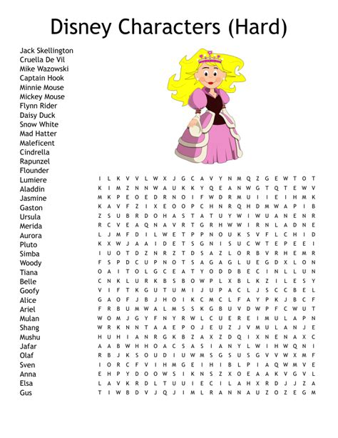 Disney Characters Word Search Wordmint Printable Disney Word Search
