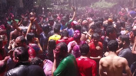 Mumbai India March 13 2017 People Celebrating Holi Festival At