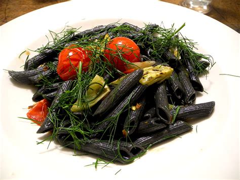 Squid Ink Pasta With Fennel Tomato Spring Onion Hoggard Wagner