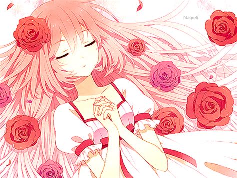 Anime Girls With Roses