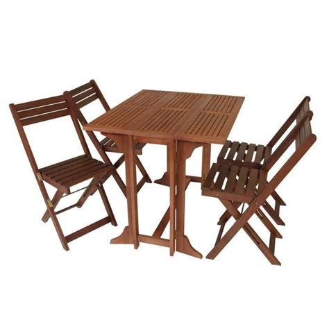 Set de jardin/balcon 4 chaises pliantes 1 table pliante bois d