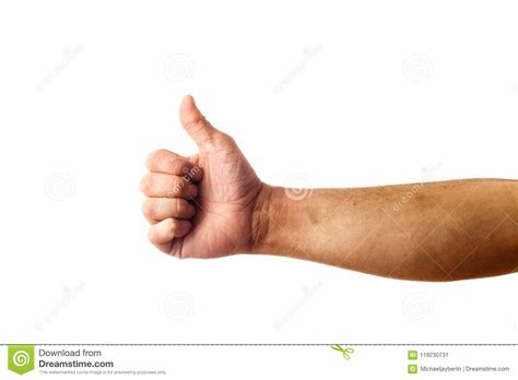 Adult Male Hand Showing Thumbs Up Gesture Isolated On White Stock Image