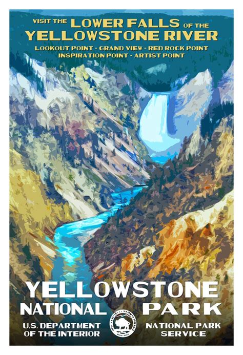 yellowstone national park poster wpa style 13 x etsy new zealand