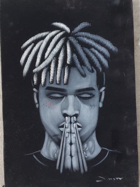 Xxxtentacion Portrait Original Oil Painting On Black Velvet Etsy