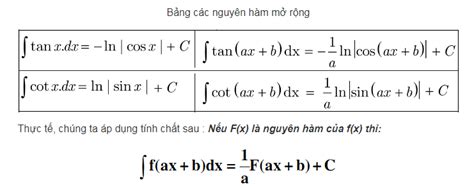 + với là một hằng số nào đó, ta luôn có nên tổng quát hóa ta viết. Bảng Nguyên Hàm, Công Thứ Nguyên Hàm  Cơ Bản - Nâng Cao