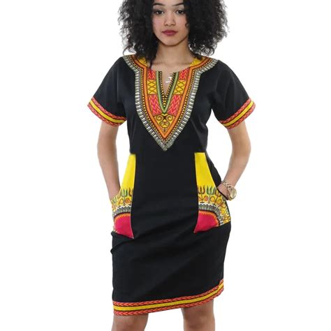 2017 Women Summer Dress Sexy Mini African Tranditional Print Dashiki Dress Ladies African