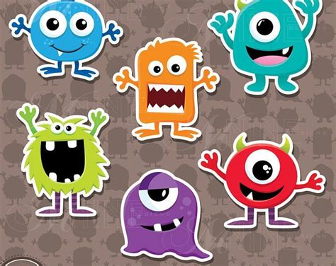 Silly Monsters Clip Art Monster Clipart Downloads Monster Etsy