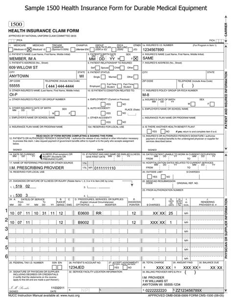 insurance free 1500 claim form fillable