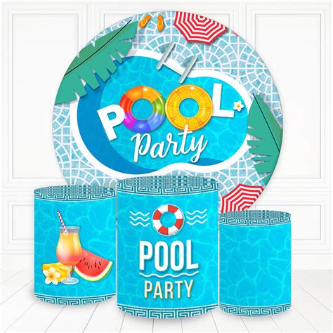 Painel Redondo E Capas Tecido Sublimado 3d Pool Party Fkpc 2027 Felicitá