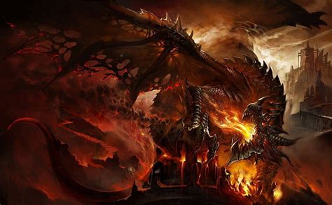 Dragon Attack Fire Fantasy Dragon Castle Hd Wallpaper Peakpx