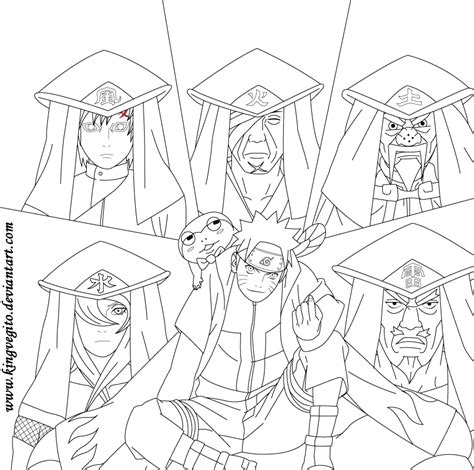 Naruto 5 Kage Lineart By Kingvegito On Deviantart