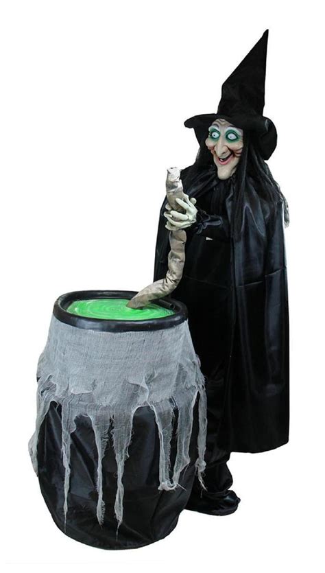 55 Lighted Witch And Cauldron Animated Halloween Decoration With
