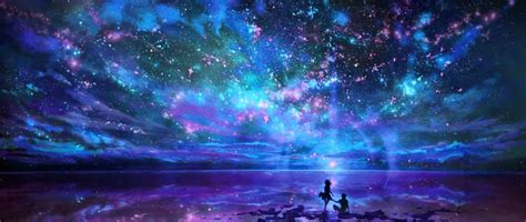 Anime Night Sky Stars Horizon Scenery 4k Star 2560x1440