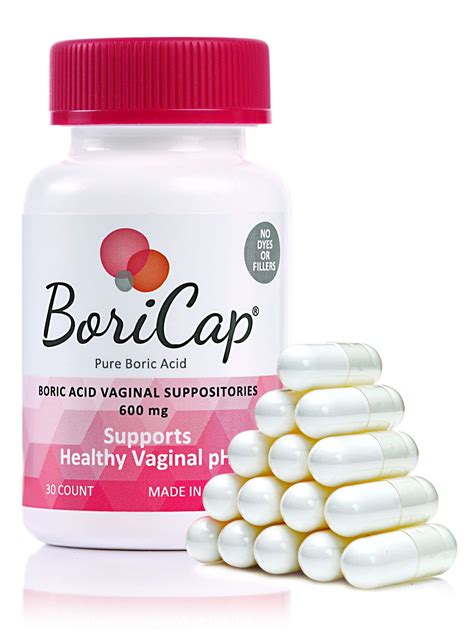 Boricap Boric Acid Vaginal Suppositories 30 Count 600mg Restores