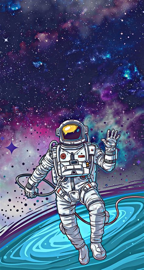 Astronaut In Space Astronaut Cartoon Colourful Galaxy Space Hd