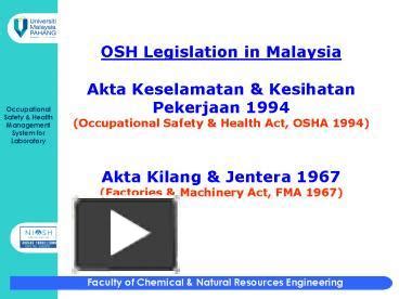PPT OSH Legislation In Malaysia PowerPoint Presentation Free To