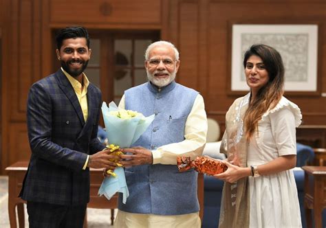 Her parents gifted jadeja an audi q7 world 97 lakhs (inr) before the marriage. Ravindra Jadeja and his wife Rivaba Solanki meet Prime ...