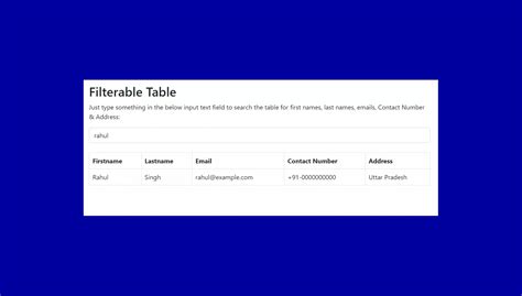 Bootstrap Table Search Filter Free Download HTML CSS Tutorials