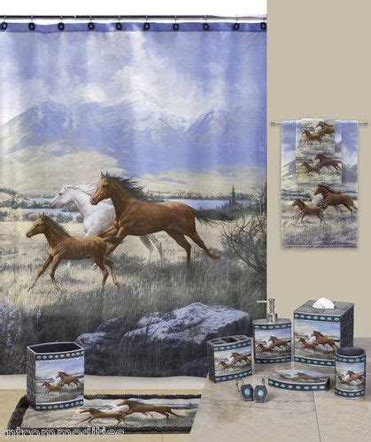 Equestrian bathroom d cor brings a touch of horse to the smallest room in the house! Western Wild Horses Running Free Bath Accessories Bathroom ...