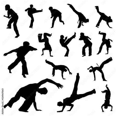 brazil capoeira fighting dance martial art silhouette set stock vector adobe stock