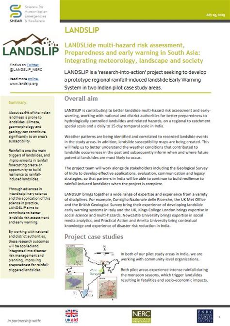 Landslip Landslide Multi Hazard Risk Assessment Preparedness And Early Warning In South Asia