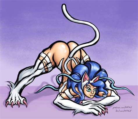 Rule 34 Ass Ass Up Barely Clothed Blue Hair Capcom Cat Ears Cat Tail