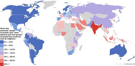 A Fascinating Map Of The Worlds Most And Least Racially Tolerant Countries The Washington Post