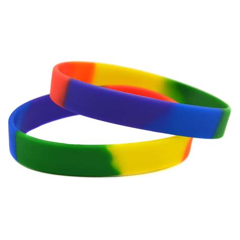 50pcs Rainbow Color Plain Silicone Wristband Gay Pride Bracelet Decoration Bangle Buy Rainbow