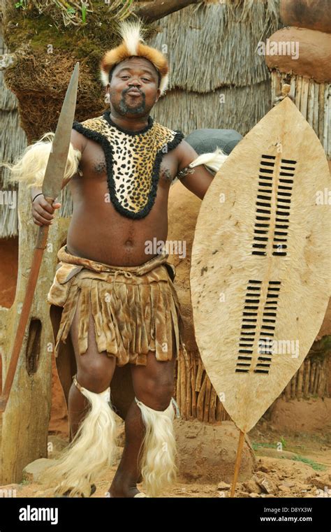 People Adult Man Ethnic Zulu Warrior Traditional Ceremonial Dress