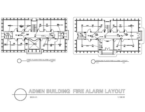 Admin Building Fire Alarm Layout Plan Cadbull
