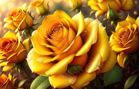 Premium Ai Image Yellow Roses In The Garden Wallpapers