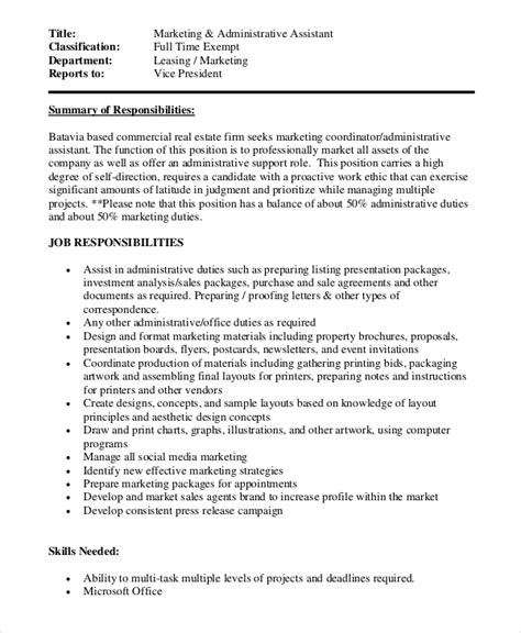 Find a template below for a human resources (hr) administrative assistant job description that can help you in writing a want ad for your future hr person. FREE 14+ Sample Marketing Assistant Job Descriptions in ...
