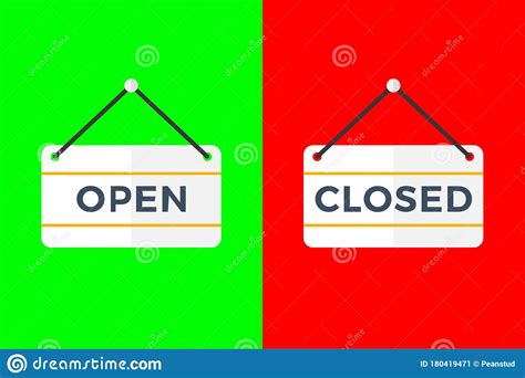 Open Closed Door Sign Vector Illustration Eps10 Stock Vector