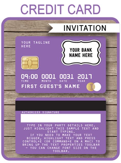 purple credit card invitations mall scavenger hunt