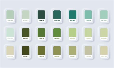 Paleta De Colores Pastel Verde Muestras De Catálogo Verde En Rgb Hex