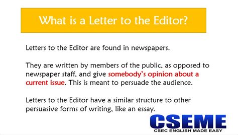 Letter To The Editor Overview
