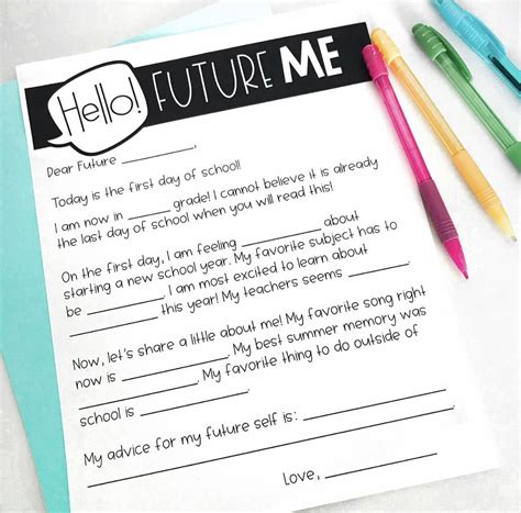 Time Capsule Letter To Future Self First Day Of School First Day