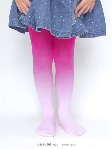 girls ombre tights pale pink hot pink virivee tights unique tights designed and made in europe
