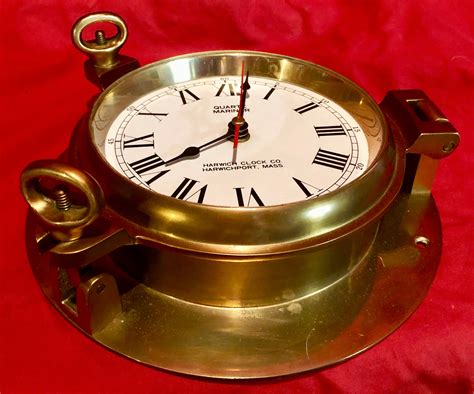 Vintage Nautical Brass Wall Clock Harwich Clock Co Harwichportmass