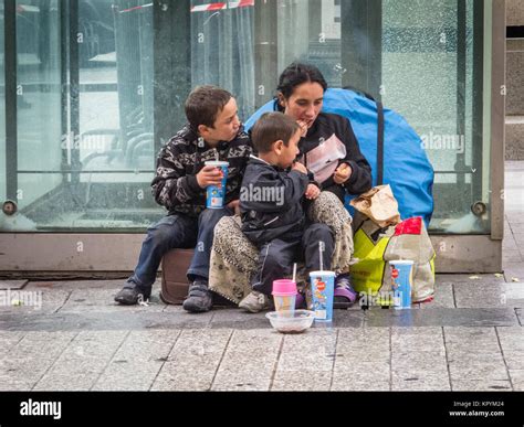 Homeless Mother And Children Paris France Stock Photo Alamy